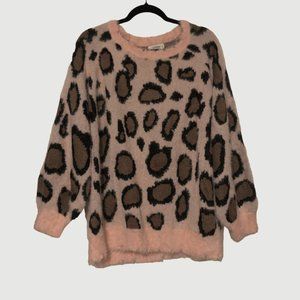 Fuzzy Light Pink Leopard Sweater